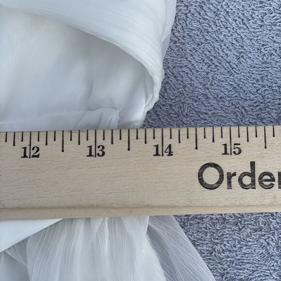 Long Evening Halter Dress Women’s Sz 2 Pure White Chiffon Satin Prom Wedding - Picture 13 of 16